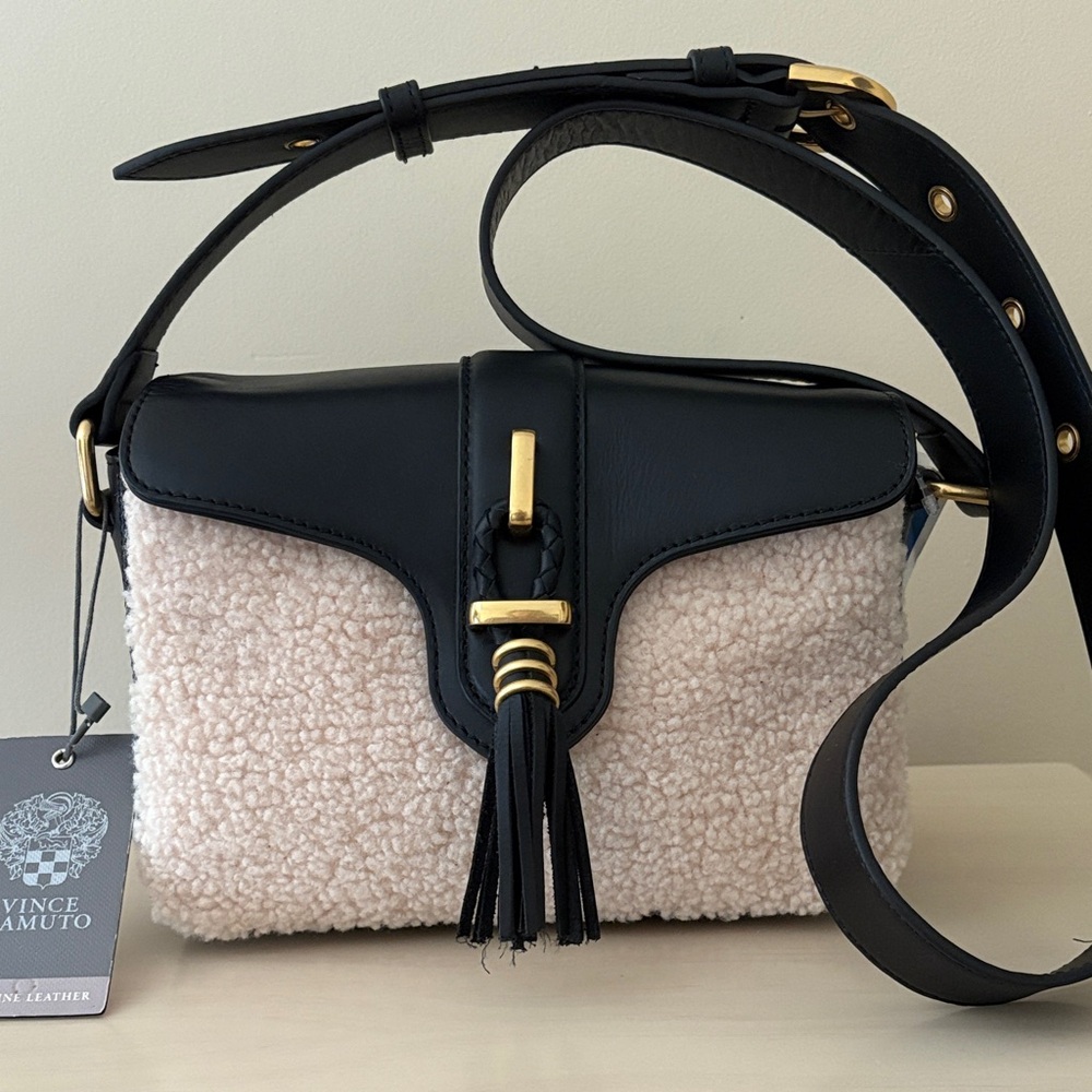 NWT Vince Camuto Black and Cream Crossbody Bag - Picture 2 of 8